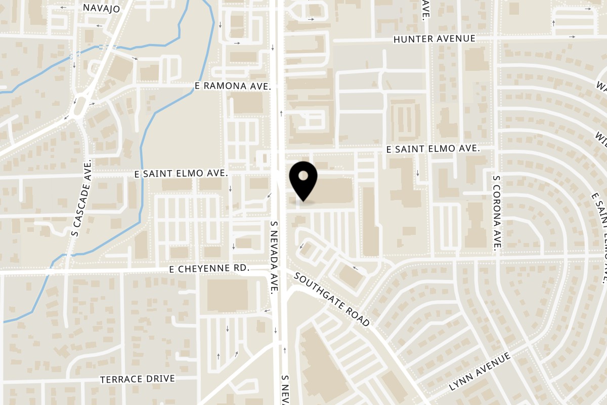 Map showing the location of Yumz Indian Cuisine on 1817 S Nevada Ave in Colorado Springs